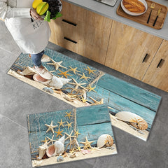 2pcs Shell Starfish Seaside Kitchen Mat - Easy Clean
