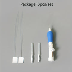 Plastic Crochet Hook Embroidery Tool Retractable Stamping Needle Set