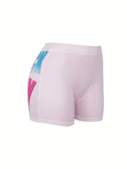 Letter Print High Waist Shorts Sexy Workout Slim Shorts