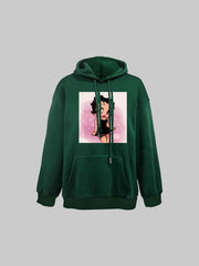 Cartoon Print Hoodie Drawstring Casual Hooded Sweatshirt