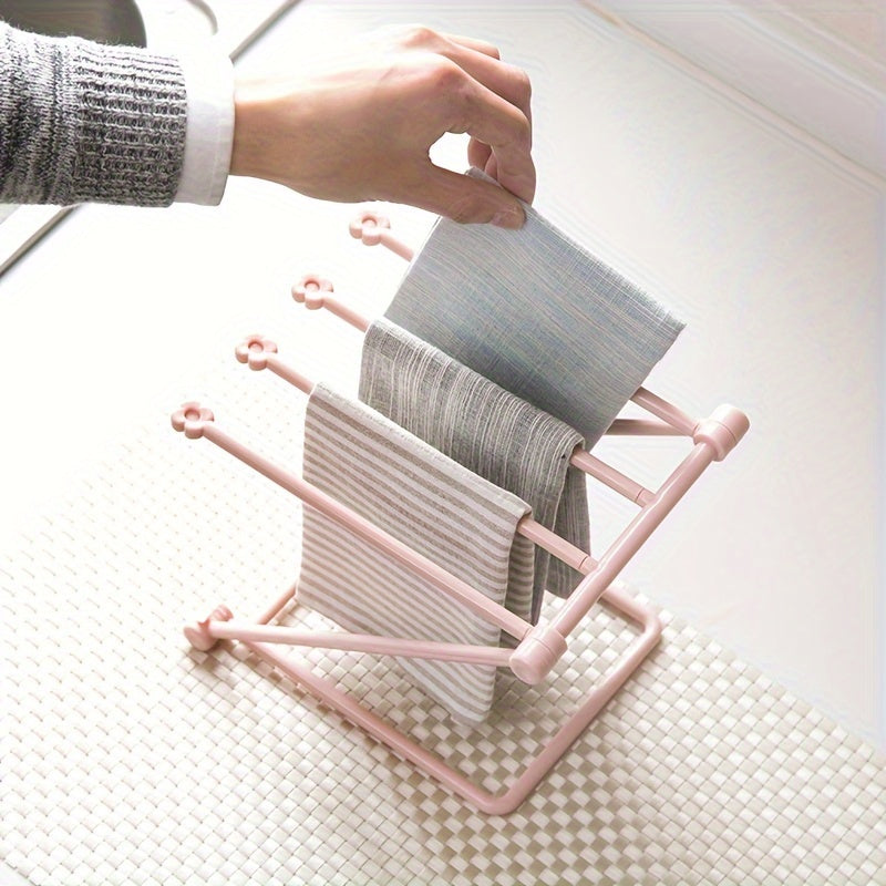 Foldable Plastic Towel Rack Kitchen Shelf Storage Sink Rag Rack
