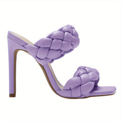 Square Toe High Heels Double Band Stiletto Sandals