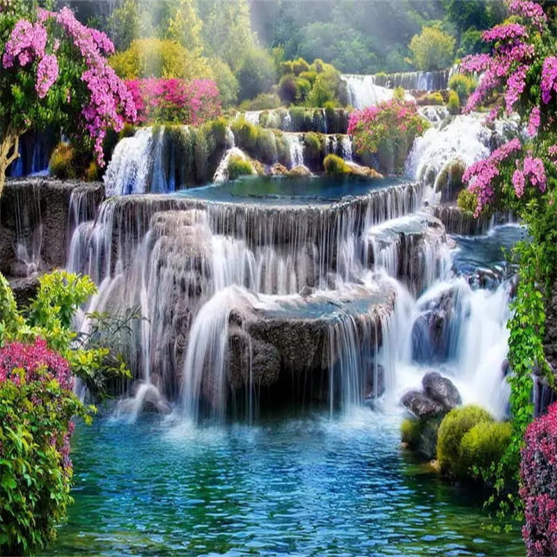 5D Waterfall Landscape Diamond Painting Kit, Full Drill Rhinestone Embroidery