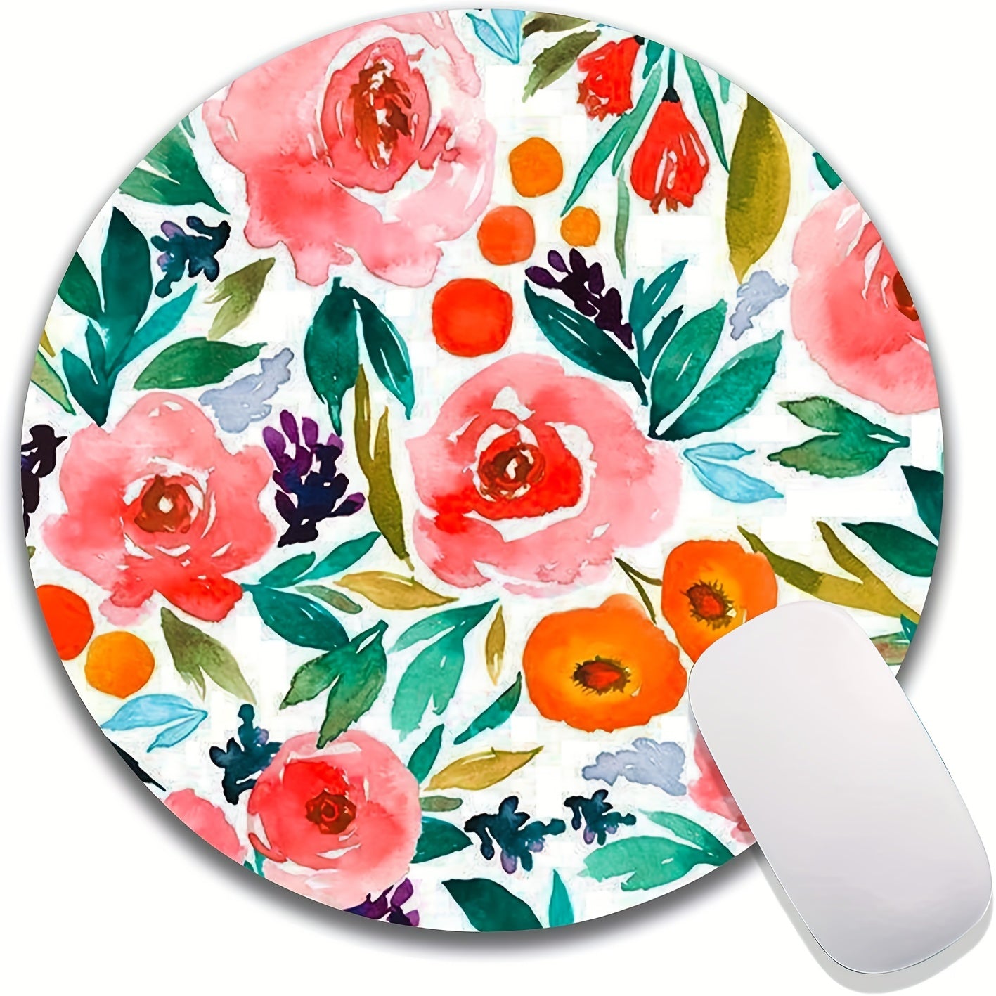 Watercolor Rose Floral Mouse Pad Non Slip Rubber Base