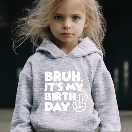 Birthday Pattern Long Sleeve Hooded Sweatshirt Girls Comfy Hoodies