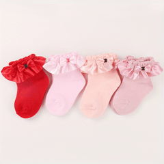 Girls Lace Princess Socks with Bowknot Decoration