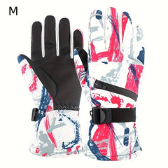 Thickened Winter Graffiti Gloves, Waterproof & Warm Touch Screen, Ice Skating