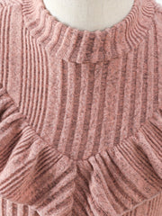 Girls Ruffle Trim Sweater Dress for Autumn Winter