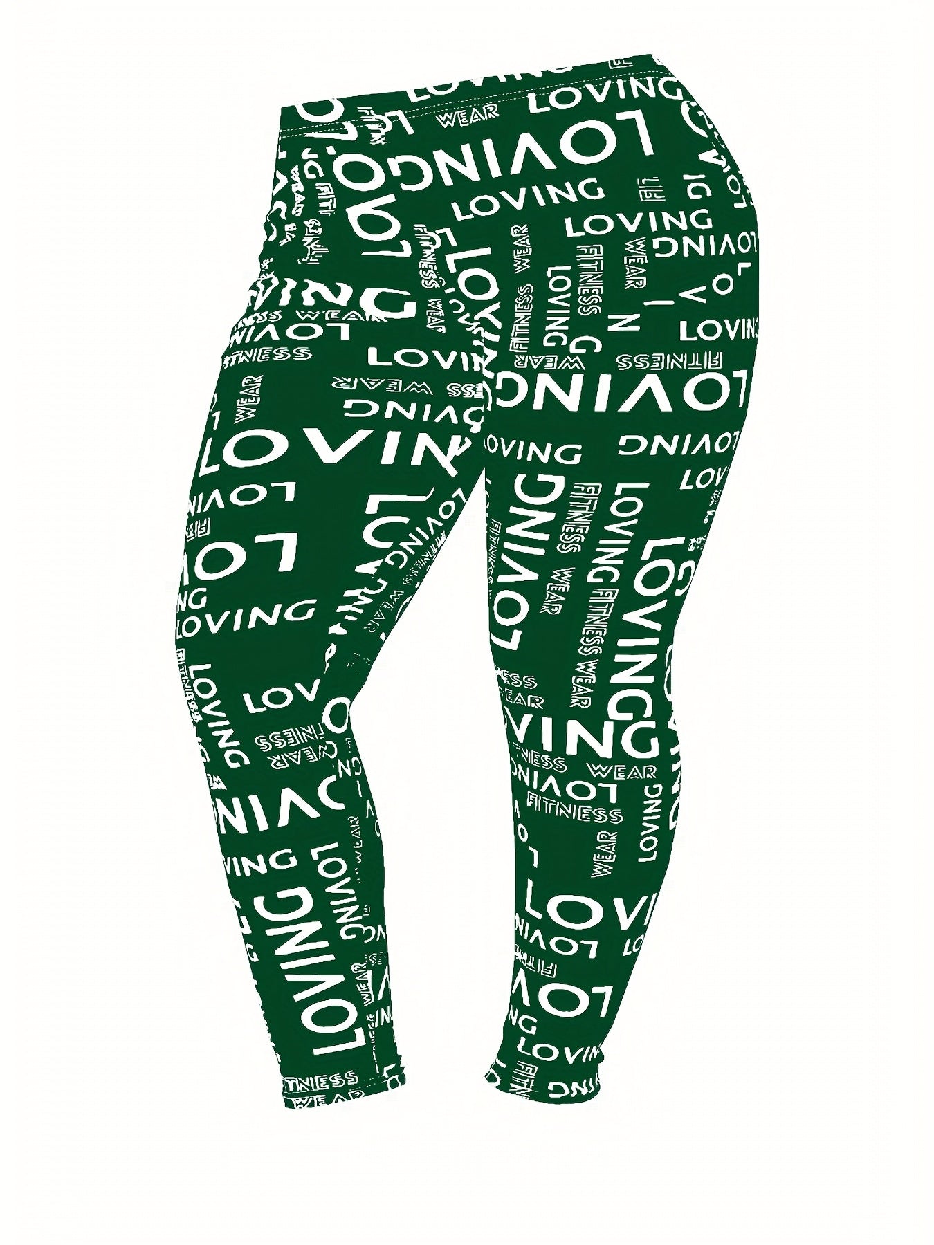 Women's Plus Letter Print High Stretch Leggings