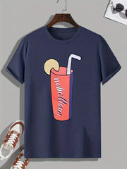 Men's Cartoon Drink Pattern T shirt Active Slightly Stretch Breathable Tee