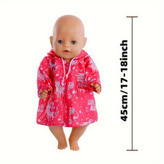 Pink Unicorn Raincoat for 17-18 Inch Dolls