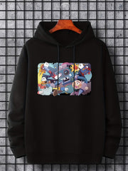Men's Cartoon Graphic Hoodie Casual Drawstring Hooded Sweatshirt