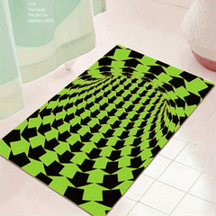 Waterproof Kitchen Runner Rug Green Swirl Print Diatom Mud Absorbent Mat