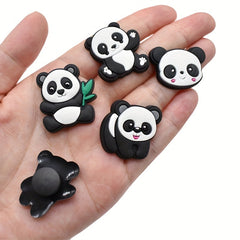 10Pcs Panda Shoe Charms for Clogs Jigs Slides Sandals PVC Shoe Decorations