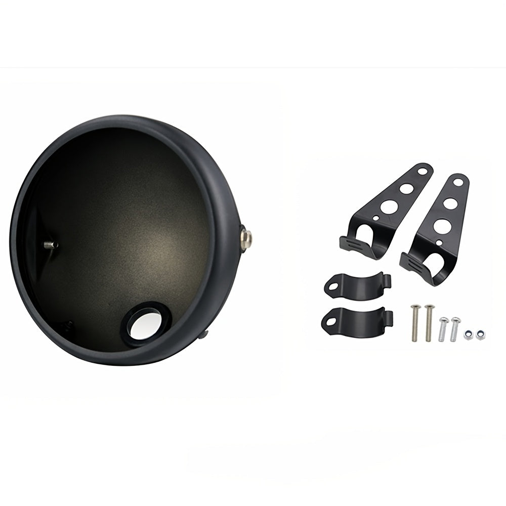 Motorcycle LED Headlight Housing Cover Bucket Round Headlamp Mount