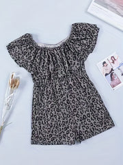 Sexy Leopard Print Romper with Ruffle Trim
