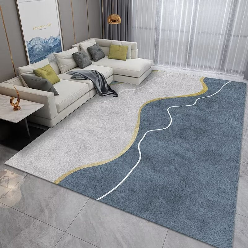 Modern Abstract Area Rug Living Room Non-slip TPR Base Soft Polyester Fiber
