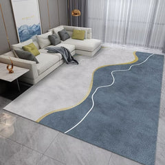 Modern Abstract Area Rug Living Room Non-slip TPR Base Soft Polyester Fiber
