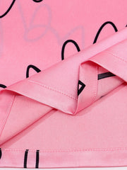 Heart & Letter Print Pajama Set with Eye Mask