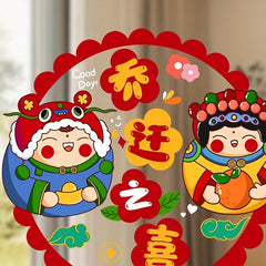 10pcs Chinese Year Felt Paper Cut Spring Stickers Window Decorations