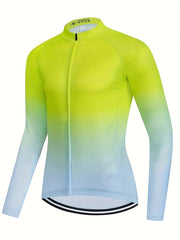 Men's Cycling Jersey Gradient Graphic Long Sleeve Shirt