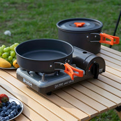 3pcs Cookware Set Camping Pots Pans Outdoor Plates Tableware