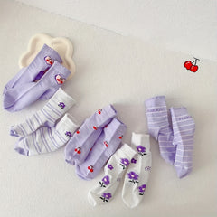 5 Pairs Girls Kids Cartoon Socks Breathable Comfy Children's Socks