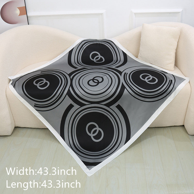 Matte Silk Print Circle Double Ring Scarf