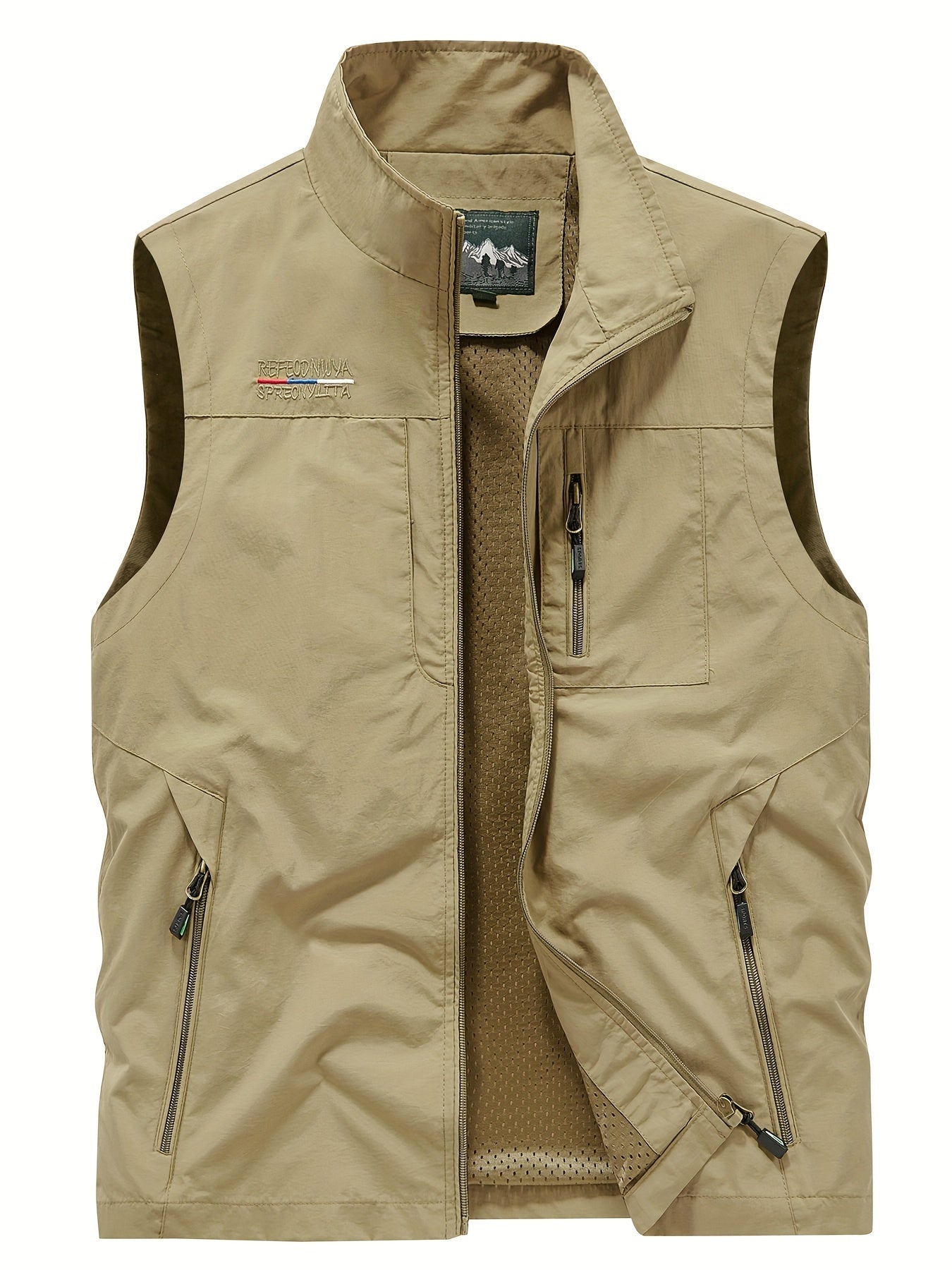 Men's Zip Pocket Stand Collar Solid Vest Outdoor Casual Sports Vest