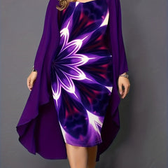 Tie Dye Floral Tank Dress & Long Sleeve Overcoat Set