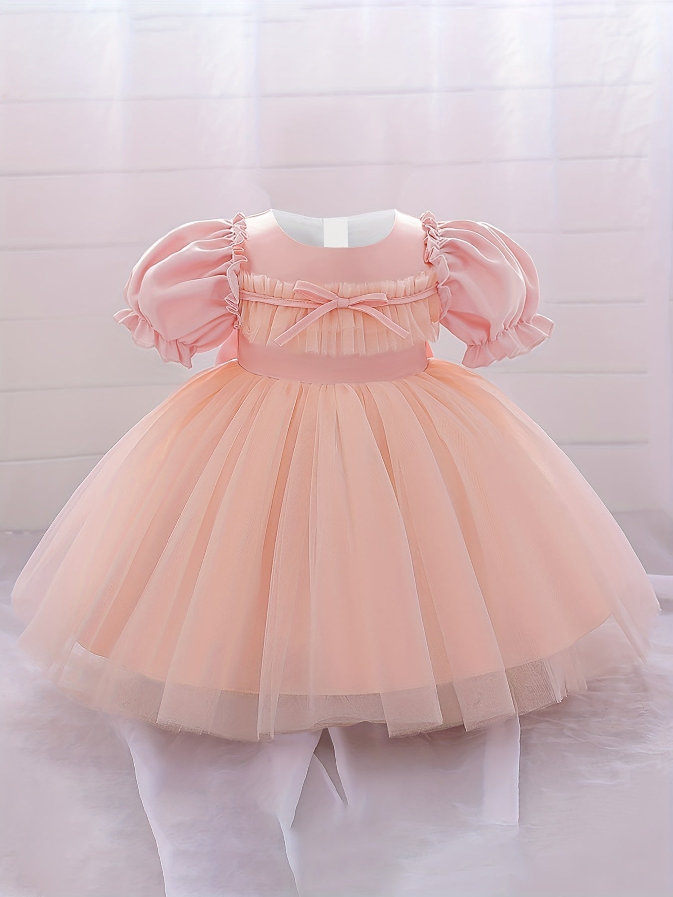 Toddler Princess Dress with Bow for 1st Birthday Party