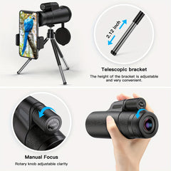 HD 12x50 Monocular Telescope for Outdoor Concerts and Wildlife