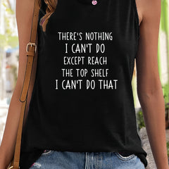 Letter Print Crew Neck Basic Tank Top Sleeveless Slim Fitted Sports Top