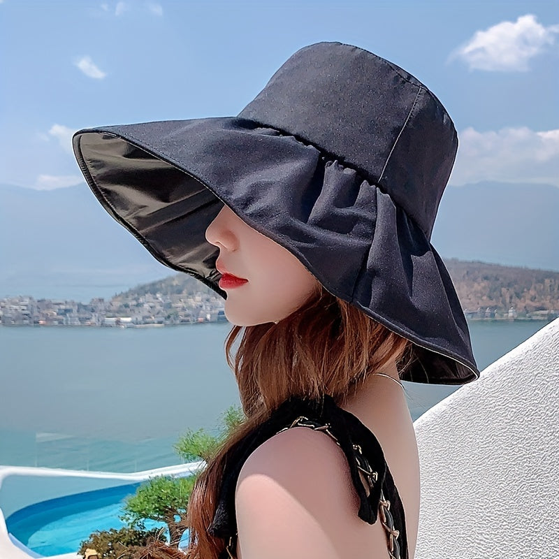 UPF50 Sunscreen Wide Brim Bucket Hat UV Protection