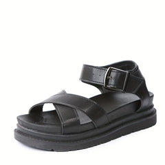 Women's Platform Cross Strap Sandals Ankle Buckle Strap Non Slip Shoes