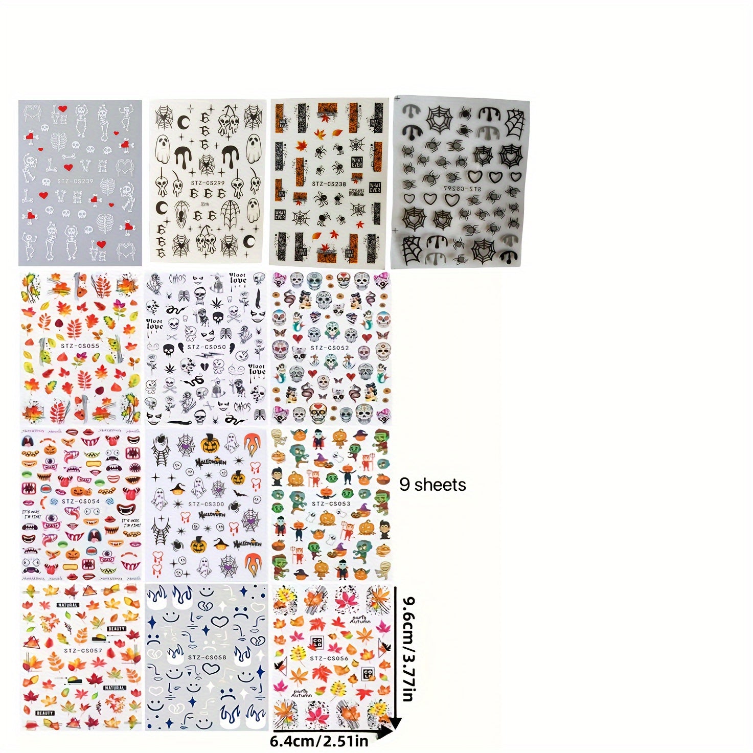 Halloween Nail Art Stickers 3D Self Adhesive Designs