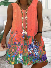 Women's Plus Ombre & Floral Print V Neck Tank Dress