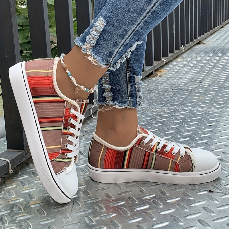 Women's Flat Canvas Sneakers Casual Low Top Walking Shoes