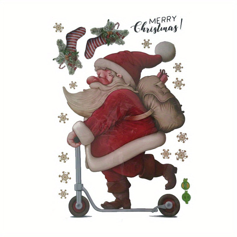 Santa Claus Skateboards Christmas Wall Stickers