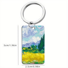 Retro Painting Keychain Pendant for Keys Backpacks Wallets
