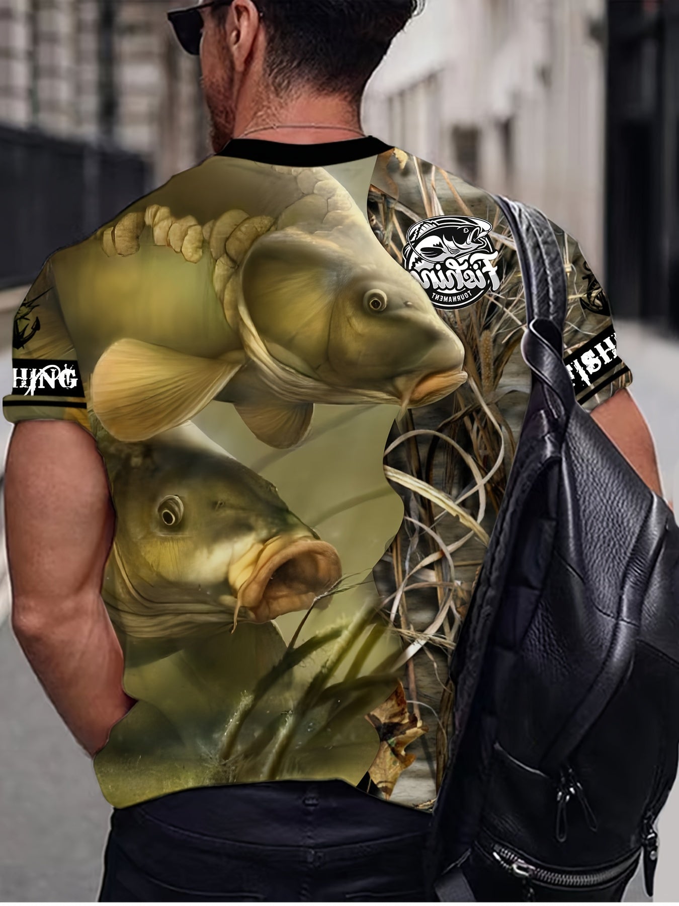Men's Fishing Themed 3D Print Short Sleeve Round Neck T Shirt
