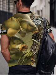 Men's Fishing Themed 3D Print Short Sleeve Round Neck T Shirt