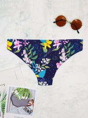 Floral Print High Cut Sexy Swim Briefs Low Waist Swimsuit Bottoms