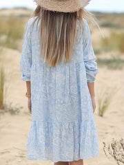Boho Dress Women's Plus Lantern Sleeve V Neck Dress
