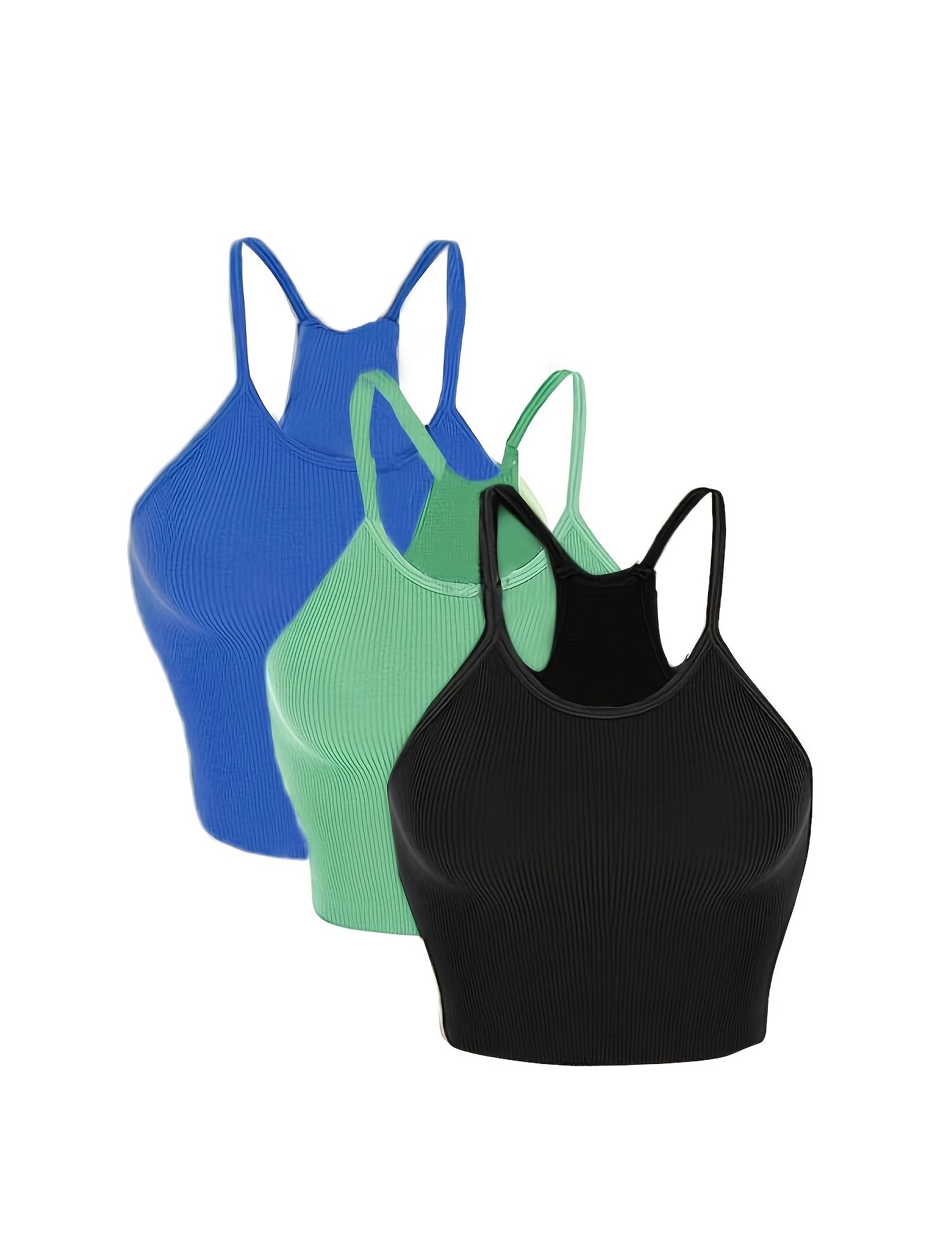 Ribbed Solid Sports Cami Tank Top for Women