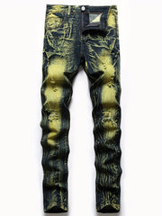 Boys Ripped Tie Dye Jeans Slim Fit Denim Pants