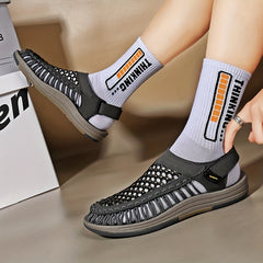 Men's Hollow Out Slip On Sandals Hook And Loop Fastener