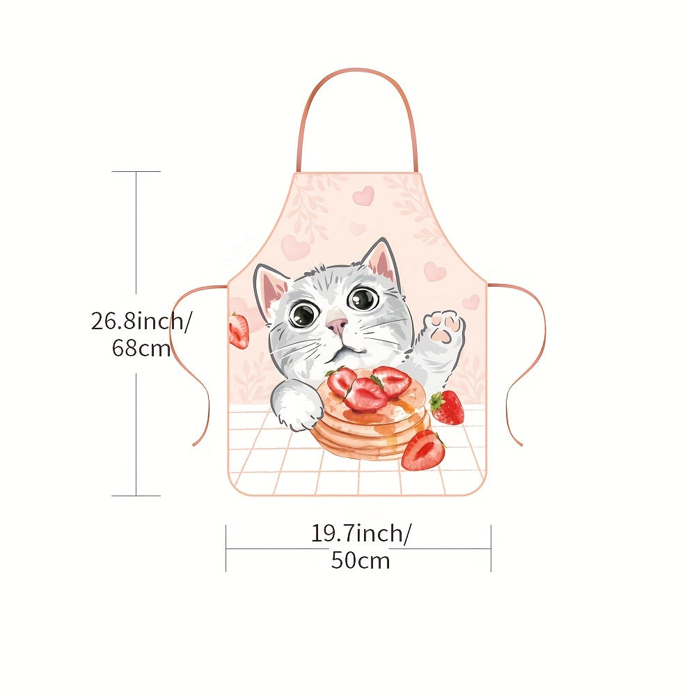 Cat Pattern Polyester Apron for Women Waterproof Thickened Hand Painted