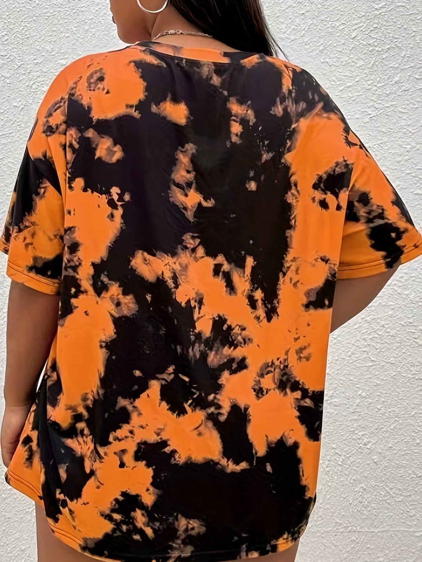 Tie Dye & Skull Print Short Sleeve Halloween Sports Top