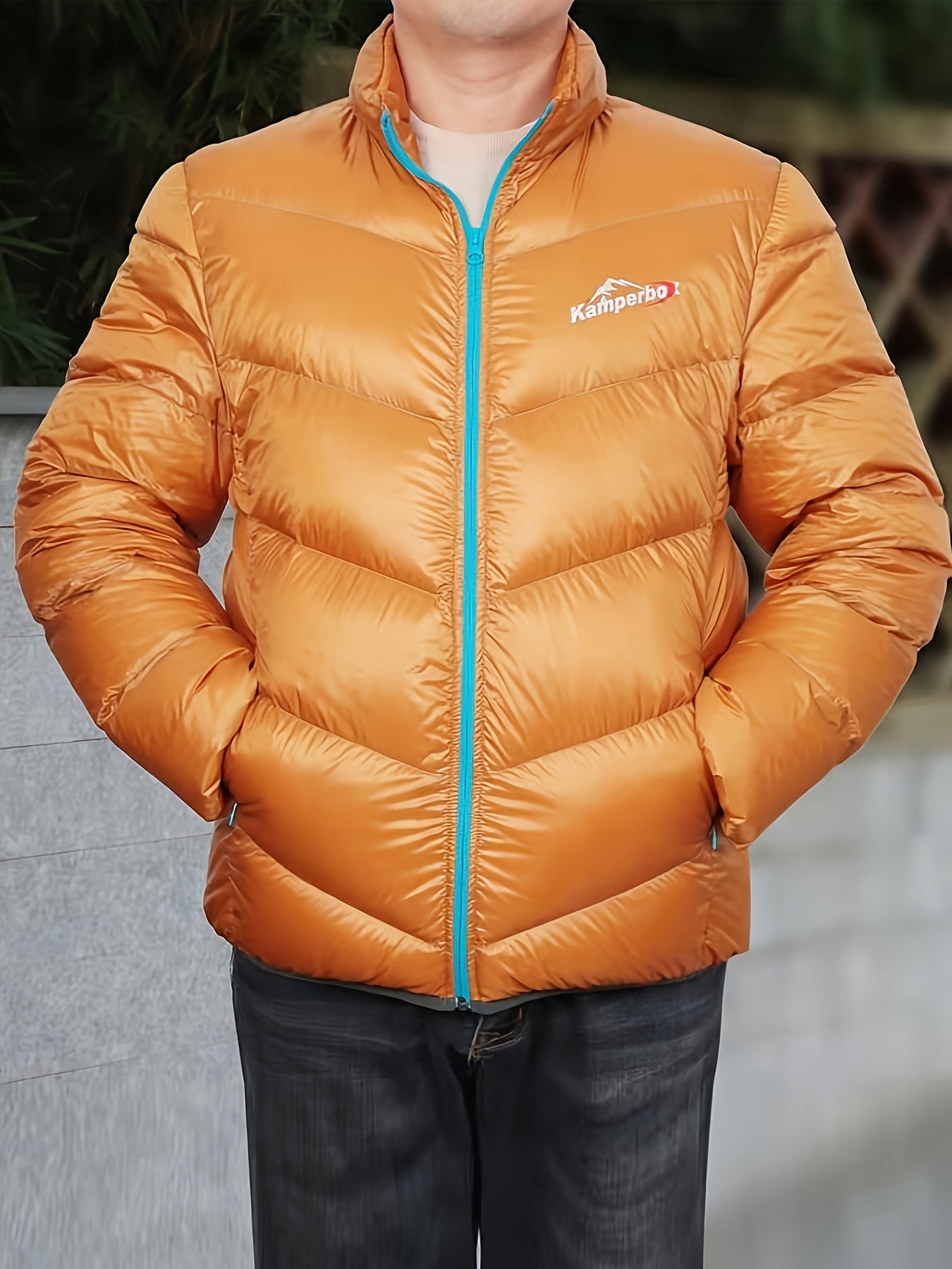 Men's Duck Down Hooded Jacket Casual Padded Coat Winter Windbreaker